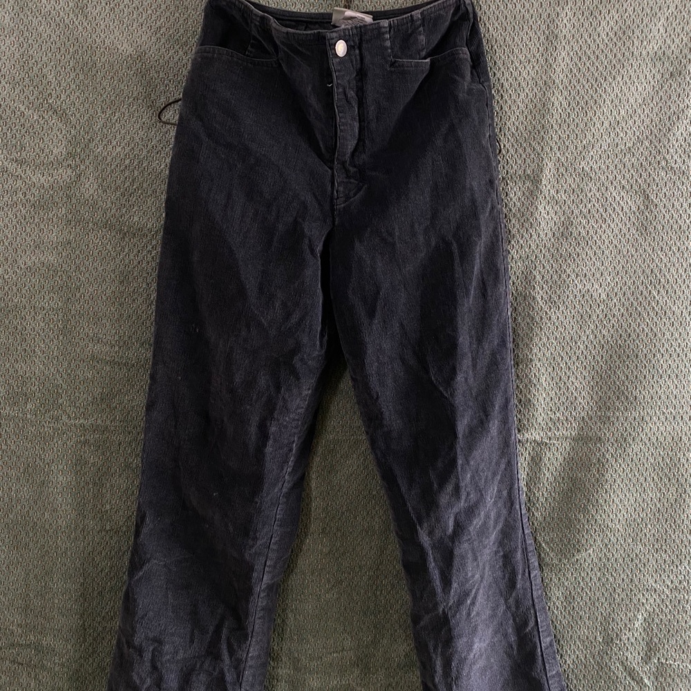 High Waisted Gray Corduroy Pants SOFT pleated